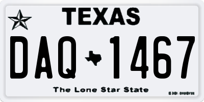 TX license plate DAQ1467