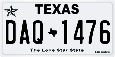 TX license plate DAQ1476