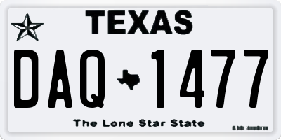 TX license plate DAQ1477