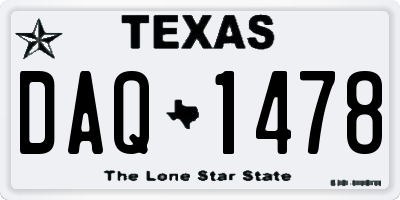 TX license plate DAQ1478