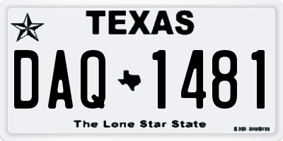 TX license plate DAQ1481