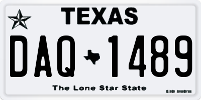 TX license plate DAQ1489
