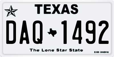 TX license plate DAQ1492