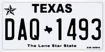 TX license plate DAQ1493
