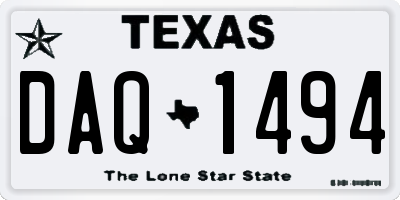 TX license plate DAQ1494