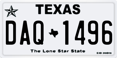 TX license plate DAQ1496