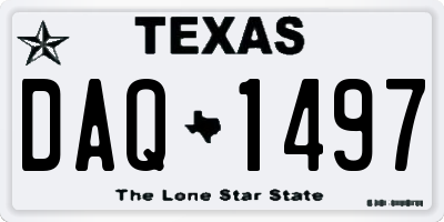 TX license plate DAQ1497