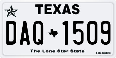 TX license plate DAQ1509