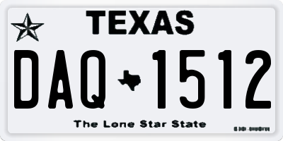 TX license plate DAQ1512