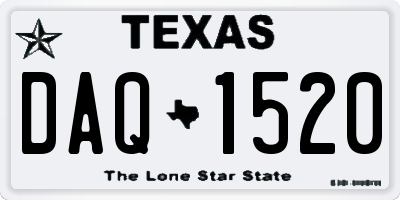 TX license plate DAQ1520