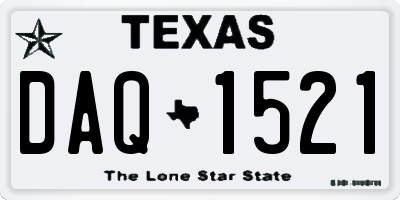 TX license plate DAQ1521