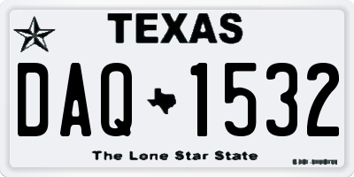TX license plate DAQ1532