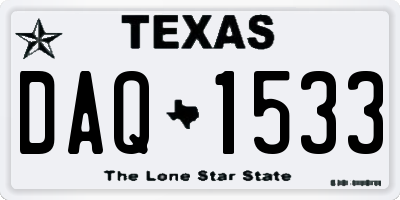 TX license plate DAQ1533
