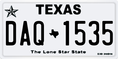 TX license plate DAQ1535