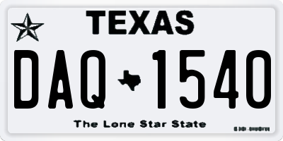 TX license plate DAQ1540