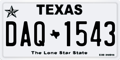 TX license plate DAQ1543