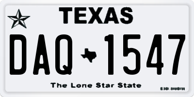 TX license plate DAQ1547