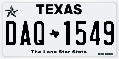 TX license plate DAQ1549
