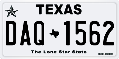 TX license plate DAQ1562