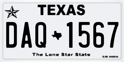 TX license plate DAQ1567