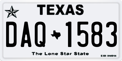 TX license plate DAQ1583