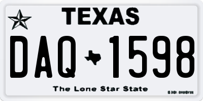 TX license plate DAQ1598