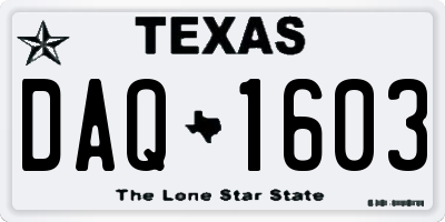 TX license plate DAQ1603