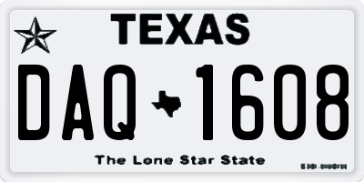 TX license plate DAQ1608