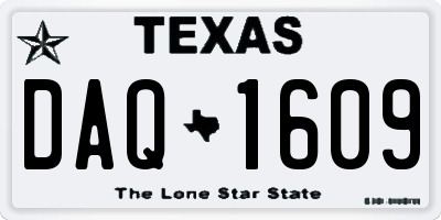 TX license plate DAQ1609