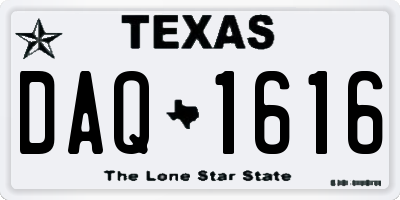 TX license plate DAQ1616