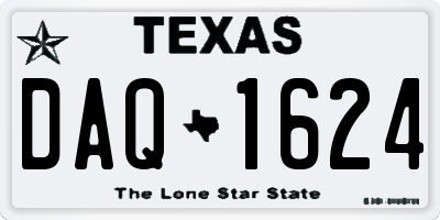 TX license plate DAQ1624