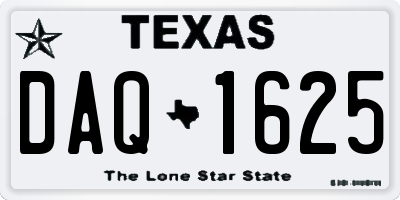 TX license plate DAQ1625