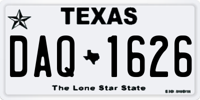 TX license plate DAQ1626