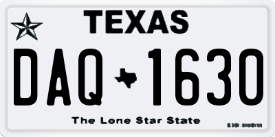 TX license plate DAQ1630