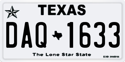 TX license plate DAQ1633