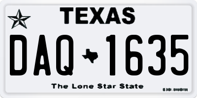 TX license plate DAQ1635