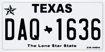 TX license plate DAQ1636