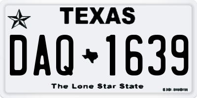 TX license plate DAQ1639