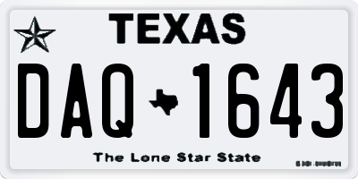 TX license plate DAQ1643