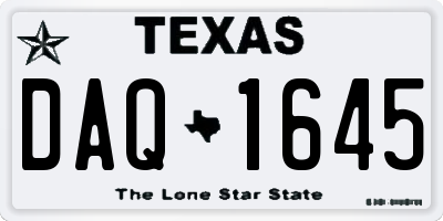 TX license plate DAQ1645
