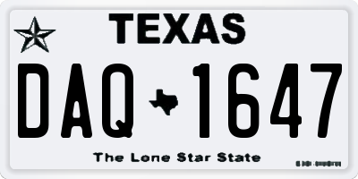 TX license plate DAQ1647