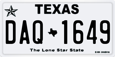 TX license plate DAQ1649