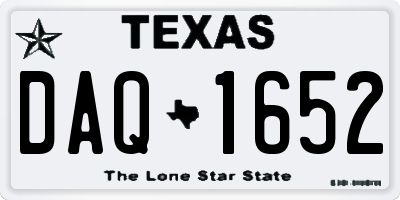 TX license plate DAQ1652