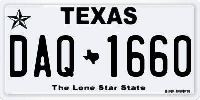 TX license plate DAQ1660