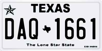 TX license plate DAQ1661