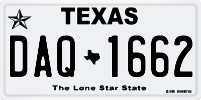 TX license plate DAQ1662