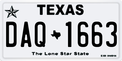 TX license plate DAQ1663