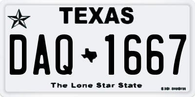 TX license plate DAQ1667