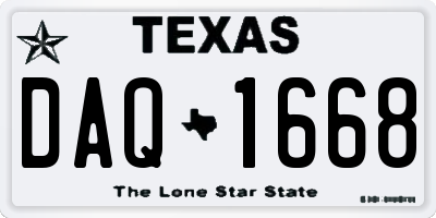 TX license plate DAQ1668