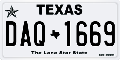 TX license plate DAQ1669